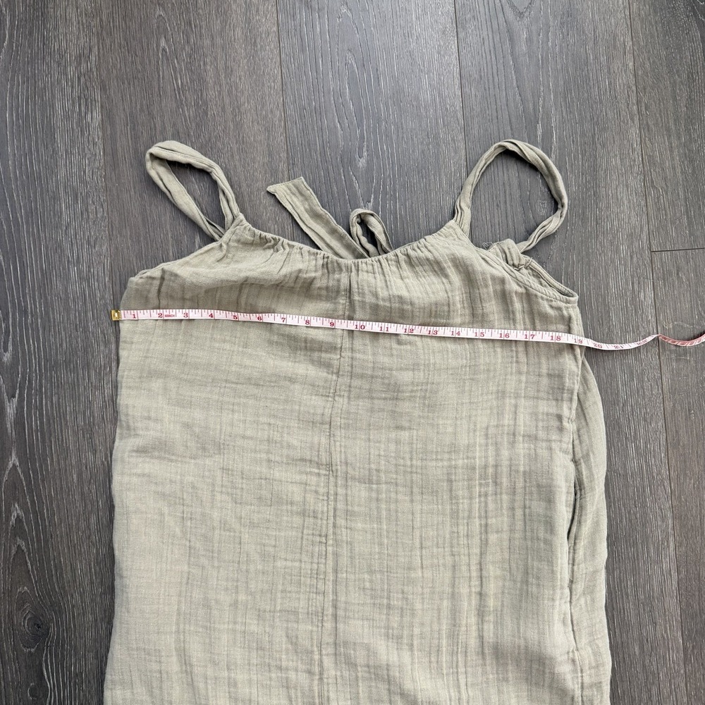 Old Navy NWT‎ 100% Cotton Gauze Olive Green Pocket Boho Lagenlook Maxi Dress XS - Picture 4 of 7
